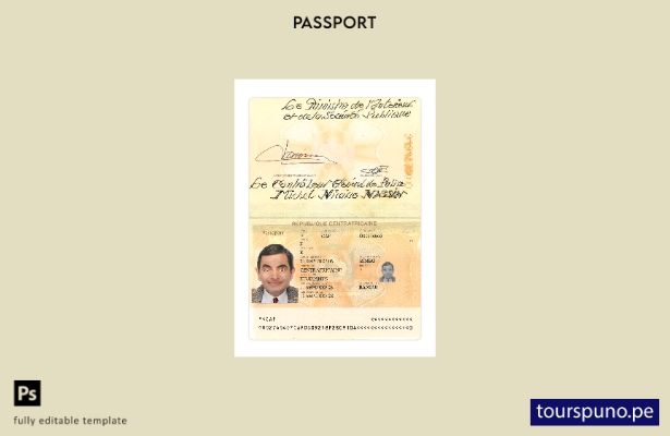 Listo para imprimir la plantilla actual del pasaporte de África Central
